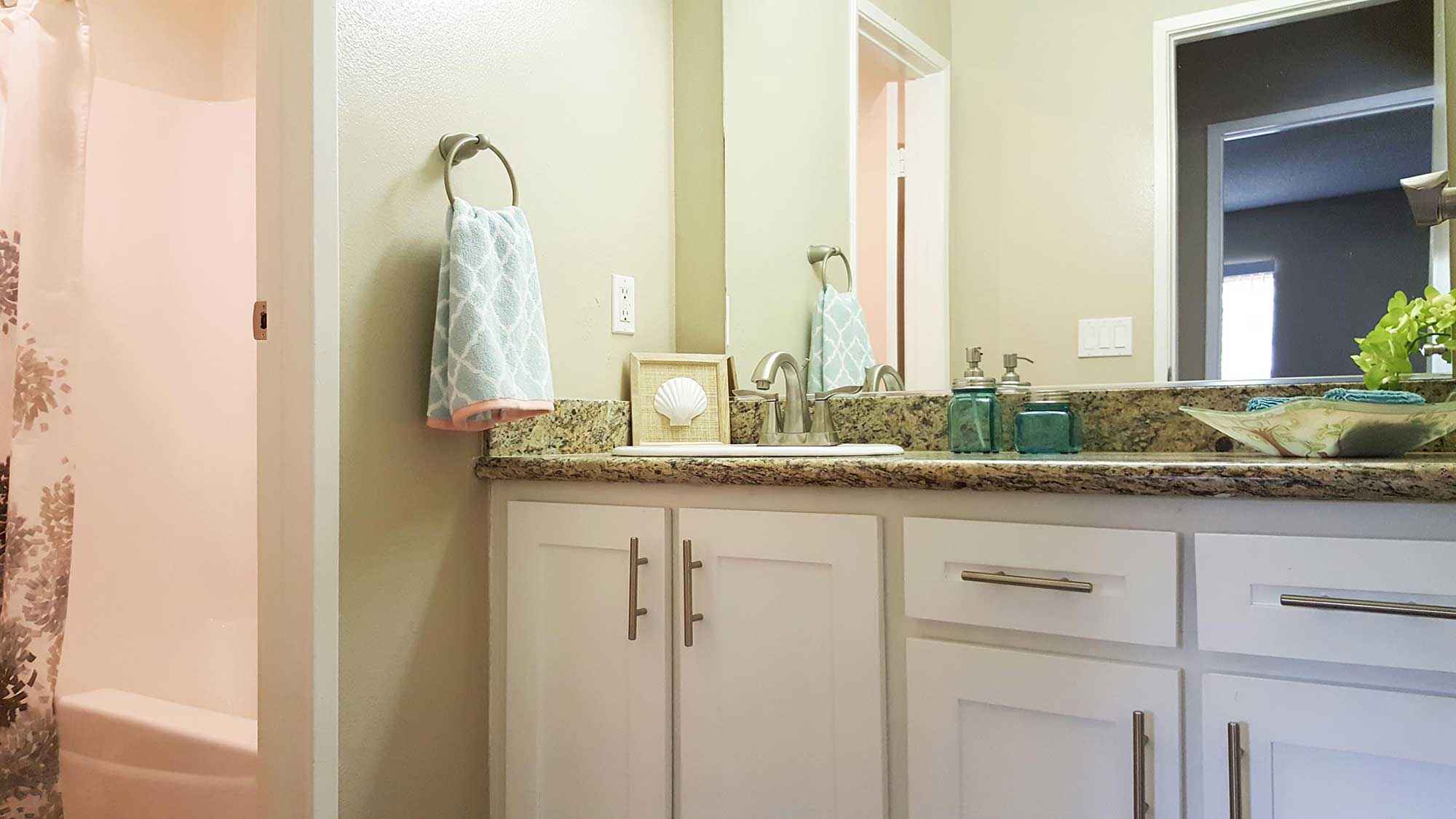 bathroom mirror sink counter at Shadow Mountain